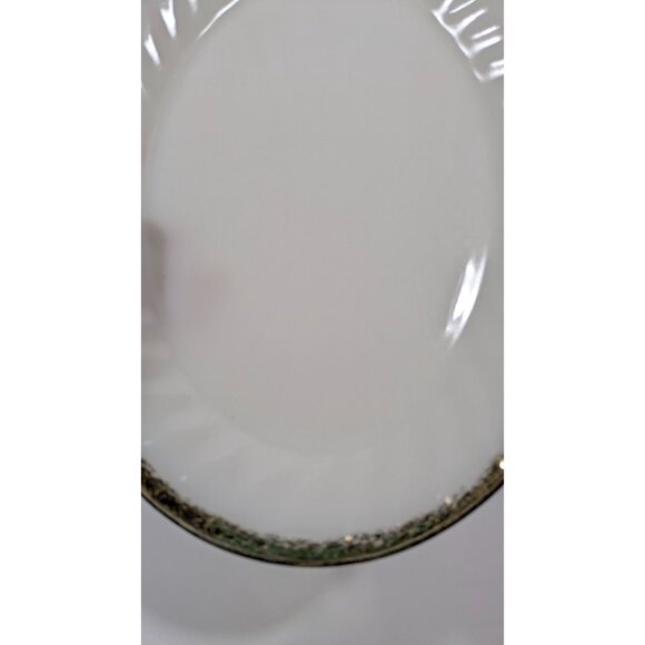 Fire-King Oven Ware Cream Oval Glass Serving Platter With Gold Trim Vintage - Picture 3 of 12